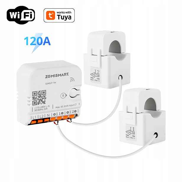 Měřič proudu napájení 2 fáze obousměrný transformátor 120A WiFi Tuya
