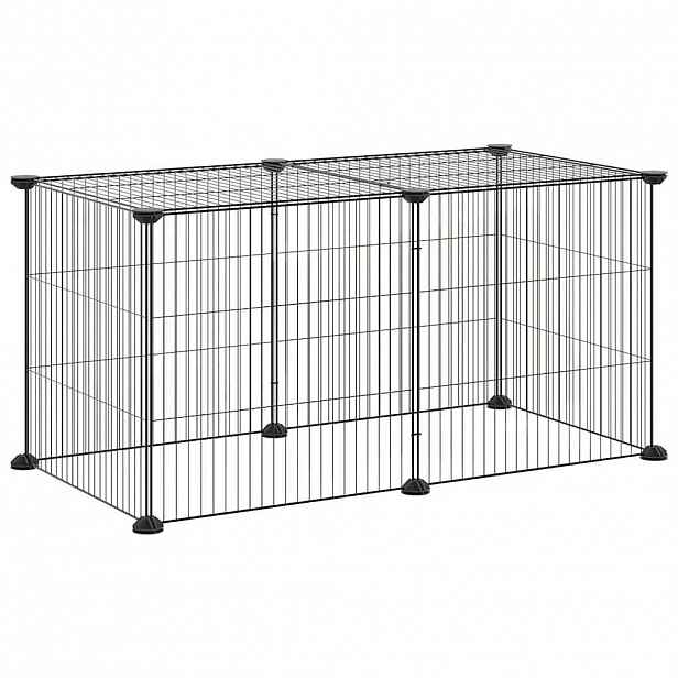 vidaXL 8panelová ohrádka pro zvířata černá 70x35x35 cm ocel