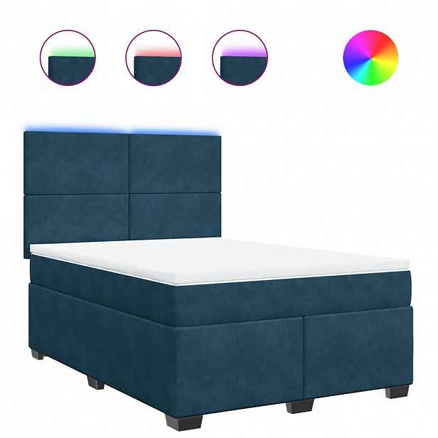 vidaXL Box spring postel s matrací modrá 140 x 190 cm samet
