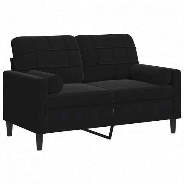 vidaXL 2místná pohovka s polštáři černá 120 cm samet