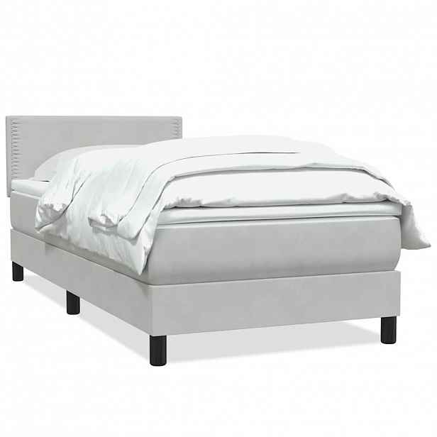 vidaXL Box spring postel s matrací světle šedá 80x220 cm samet