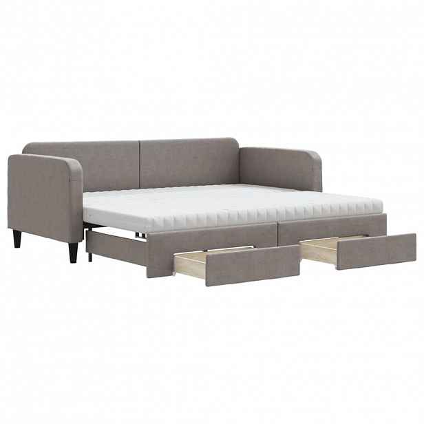 vidaXL Válenda s přistýlkou a zásuvkami taupe 90 x 200 cm textil
