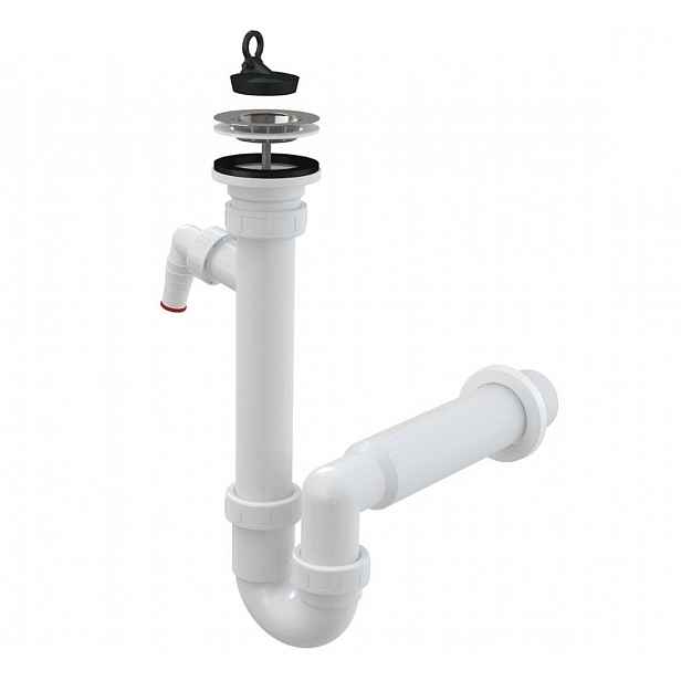 Alca - Dřezový sifon, průměr 70 mm, s přípojkou, plast A810-DN50