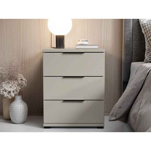 Noční stolek se 3 zásuvkami Smilla, výška 61 cm, béžový kašmír