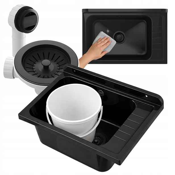 Technický dřez Hospodářská komora Dřez Garáž Prádelna Černý Monza