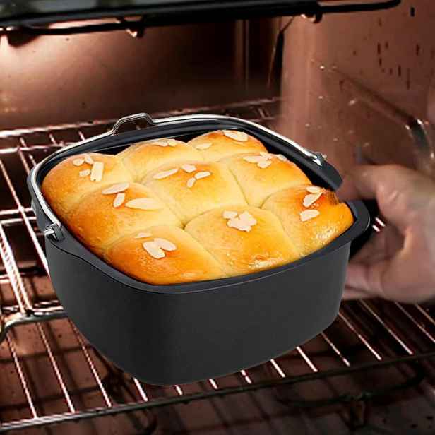 TEMU Čtvercová forma na pečení do horkovzdušné fritézy, potravinářská uhlíková ocel s nepřilnavým povrchem odolným vůči vysokým a nízkým teplotám, s