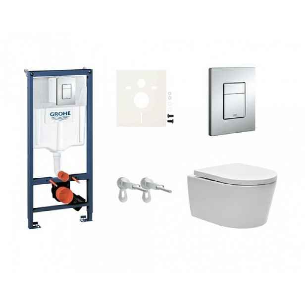 Závěsný set WC SAT Brevis, nádržka Grohe, tlačítko CR lesk SIKOGRS3W0