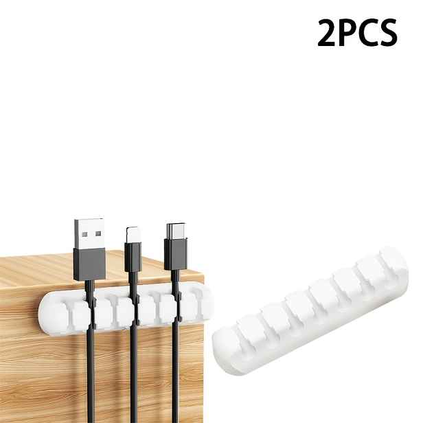TEMU 3, 5, 7 otvorů 2ks Silikonové nové organizéry kabelů Boxy pro správu kabelů, USB kabelový fixér Držák kabelů Samolepicí klip na kabely, Vhodné