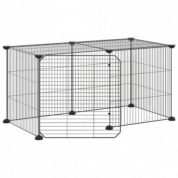 vidaXL 8panelová ohrádka pro zvířata s dvířky černá 70x35x35 cm ocel