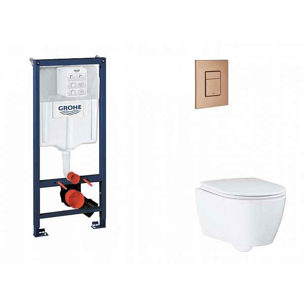 Grohe Rapid SL - Set předstěnové instalace, klozetu, sedátka SoftClose a tlačítka Skate Cosmopolitan, kartáčovaný Warm Sunset SANI11BB4138
