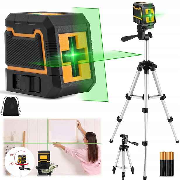 Laserová Vodováha Laser Křížový Rovinný 4D 360° Přenosný Nastavitelný
