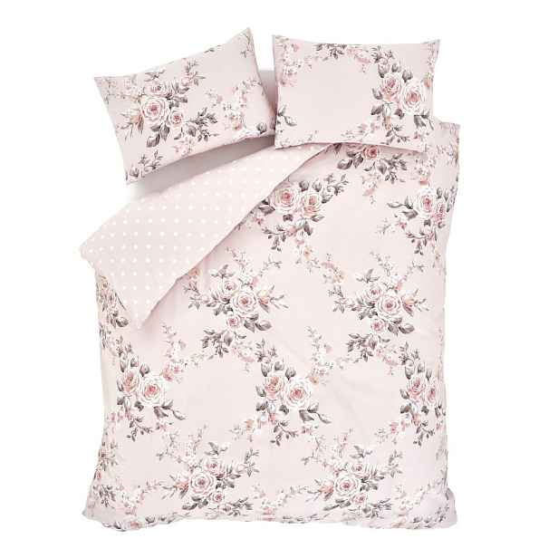 Prodloužené růžové povlečení na dvoulůžko 260x220 cm Canterbury Floral – Catherine Lansfield