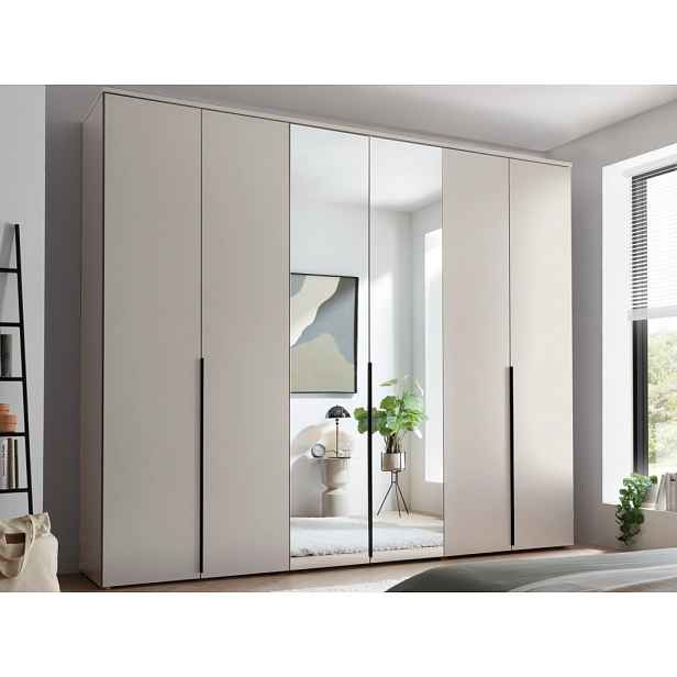 Šatní skříň se zrcadly Kevo, 270 cm, béžová kašmír