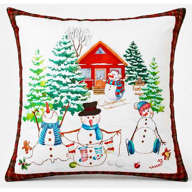 Vánoční povlak na polštář SNOWMANS FAMILY 40x40 cm
