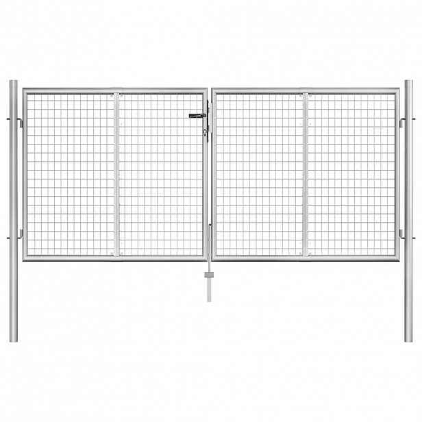 vidaXL Zahradní branka pozinkovaná ocel 306x100 cm stříbrná
