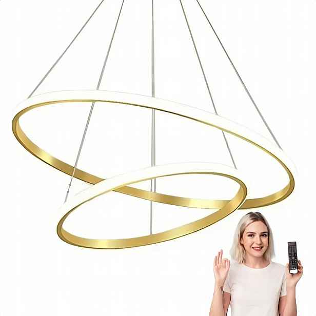 Závěsné Stropní Svítidlo Zlatá 60 CM Led Lustr Kruhy 3 Barvy S Dálkovým Ovládáním