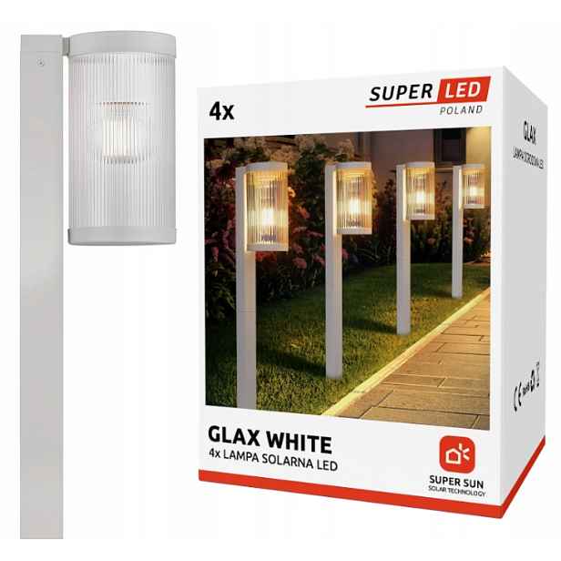 Sada 4x Solární lampa Led zapichovací zahradní bílá Lampa Filament