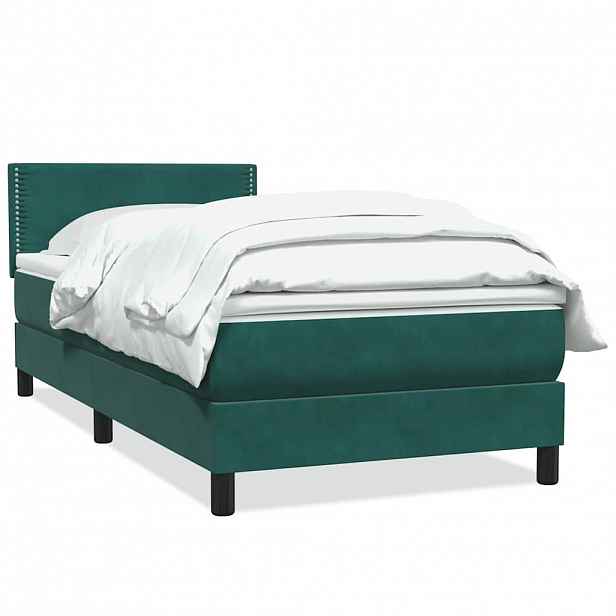vidaXL Box spring postel s matrací tmavě zelená 80x220 cm samet