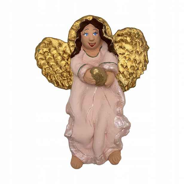 Anděl Závěsná Dekorace Figurka Ze Solné Hmoty Ručně Malovaná 32 CM Růžová