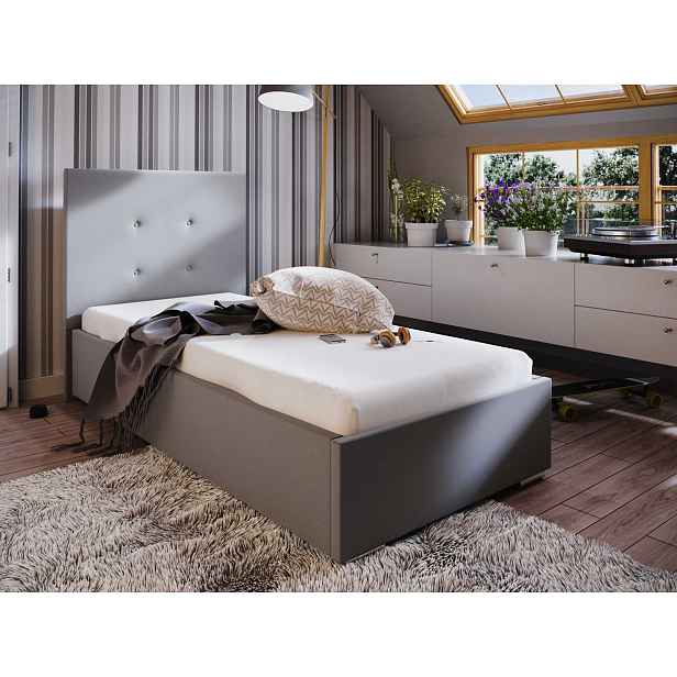 Čalouněná postel SOFIE 90x200 cm, béžová látka