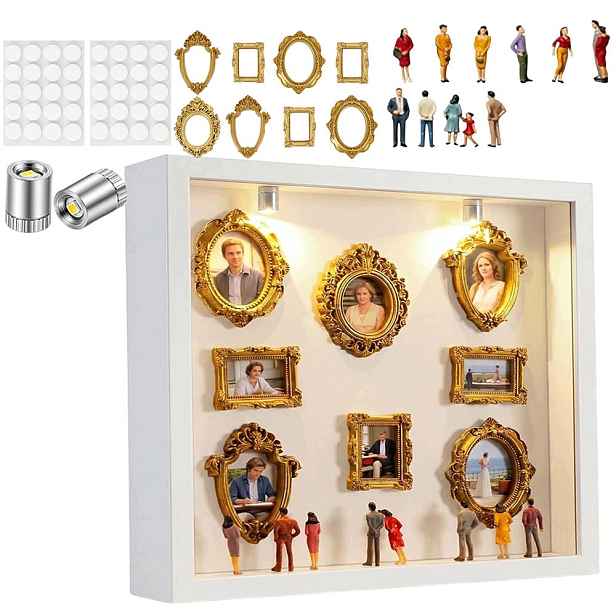 Dřevěný Mini Muzeum Shadow Box Rámeček Pro Zobrazení Diy Jako Dárek S Led