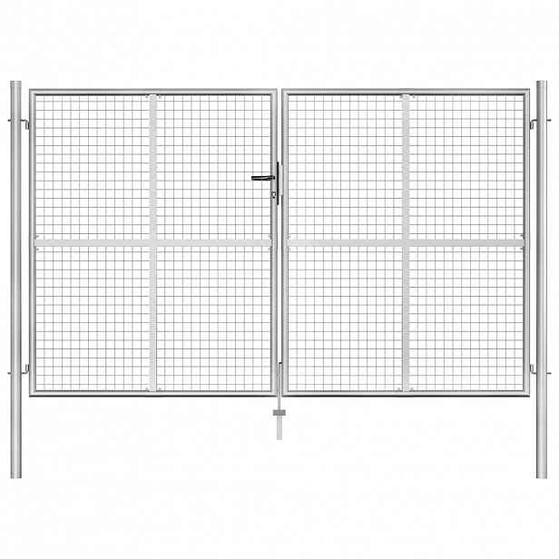 vidaXL Zahradní brána pozinkovaná ocel 306x150 cm stříbrná