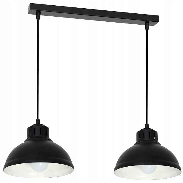 Závěsná lampa Sven Černá Bílá Kovový akcent v industriálním stylu