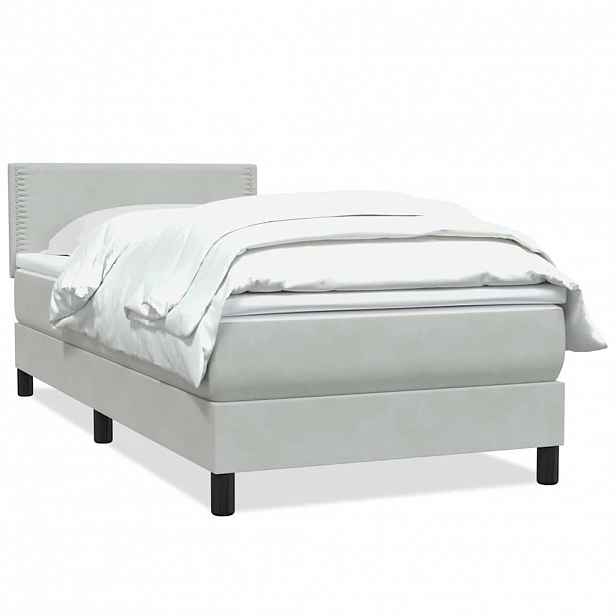 vidaXL Box Spring Postel s matrací Světle šedá 90x220 cm Samet