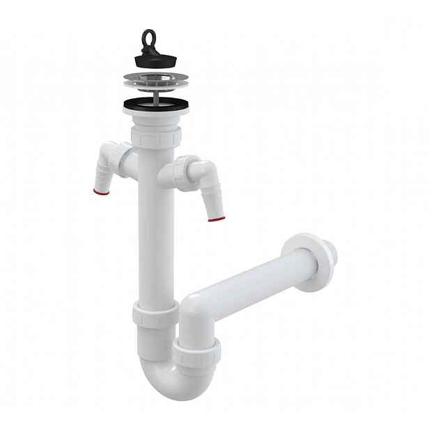 Alca - Dřezový sifon, průměr 70 mm, s 2 přípojkami, plast A820-DN40