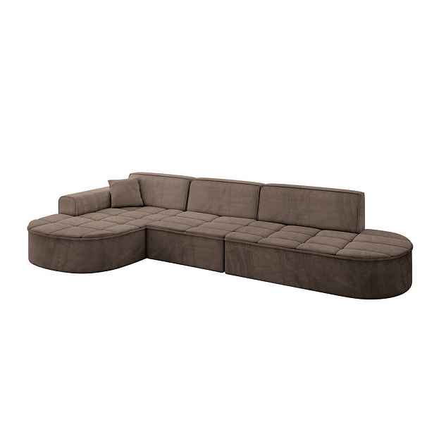 ALTDECOR ROHOVÁ SEDAČKA s otomanem, levá TARO-L2 328x171x79,5 Hnědá Velur