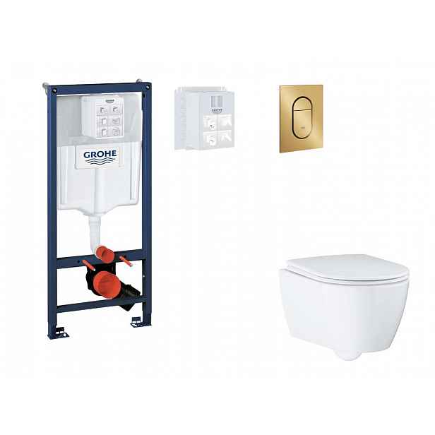 Grohe Rapid SL - Set předstěnové instalace, klozetu, sedátka SoftClose a tlačítka Arena Cosmopolitan S, kartáčovaný Cool Sunrise SANI11BB4139