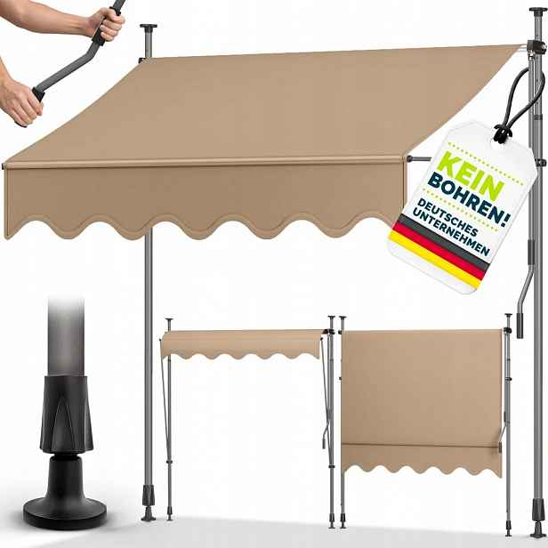 tillvex balkonová markýza 250 cm x 120 cm Béžovošedá Taupe