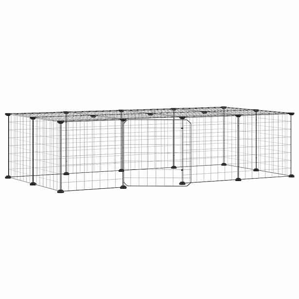 vidaXL 20panelová ohrádka pro zvířata s dvířky černá 140 x 70 x 35 cm ocel