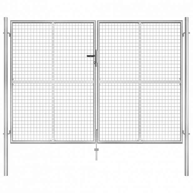 vidaXL Zahradní branka pozinkovaná ocel 306x175 cm stříbrná