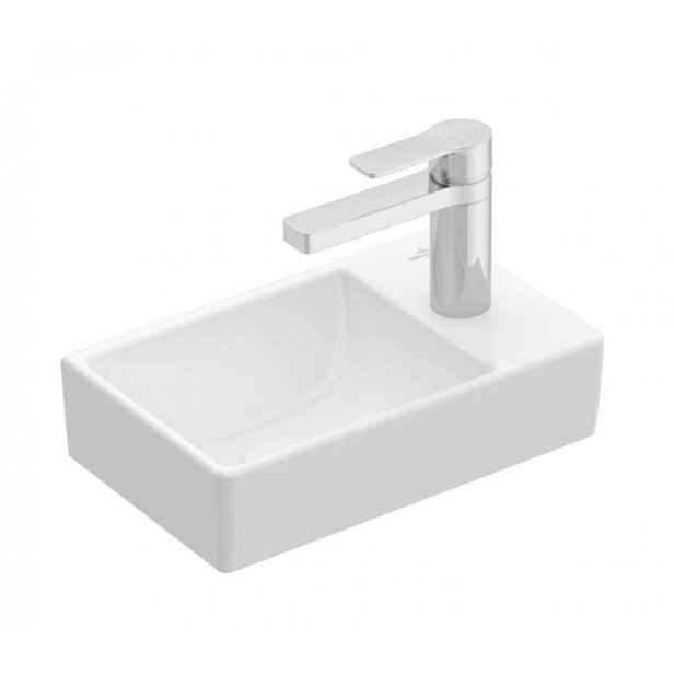 Villeroy & Boch Avento - Umývátko 36x22 cm, bez přepadu, 1 otvor pro baterii vpravo, CeramicPlus, alpská bílá 43003LR1
