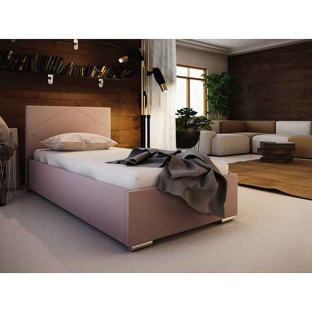Čalouněná postel SOFIE 90x200 cm, růžová látka