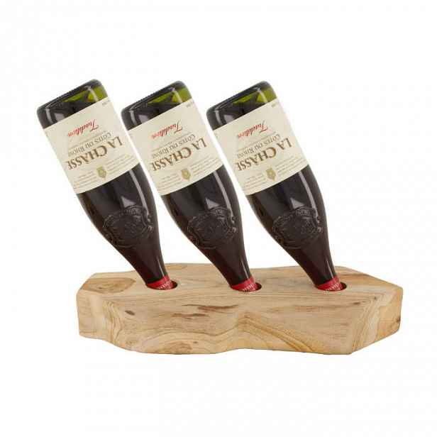 Dřevěný stojan na 3 lahve vína přírodní 38cm