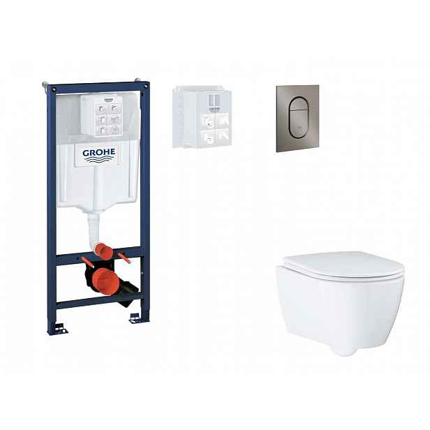 Grohe Rapid SL - Set předstěnové instalace, klozetu, sedátka SoftClose a tlačítka Arena Cosmopolitan S, kartáčovaný Hard Graphite SANI11BB5124