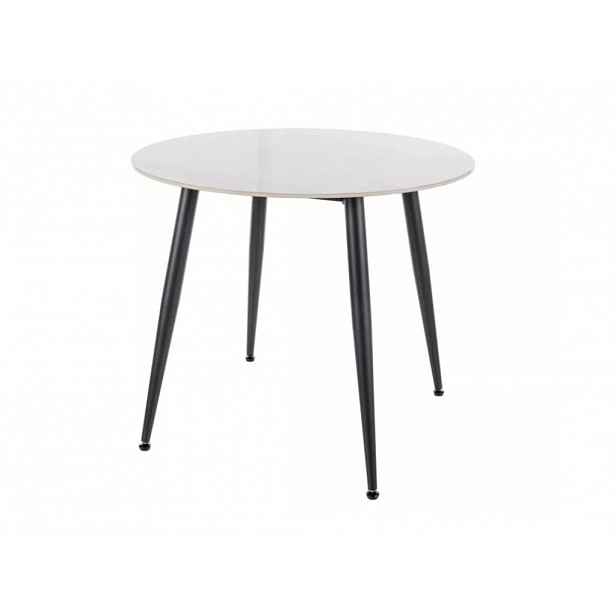 Kulatý jídelní stůl RION 90 cm s keramickou deskou, bílý mramor