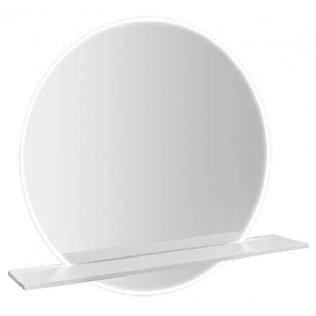 Sapho Viso - Zrcadlo s LED osvětlením, a policí průměr 60 cm, matná bílá VS060-02