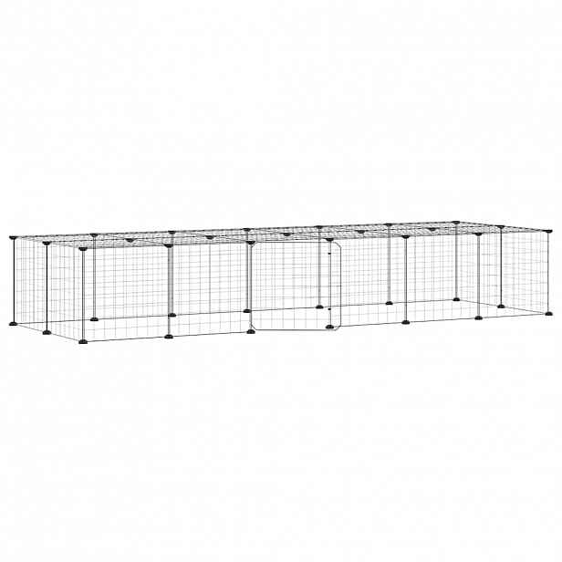 vidaXL 28panelová ohrádka pro zvířata s dvířky černá 210 x 70 x 35 cm ocel