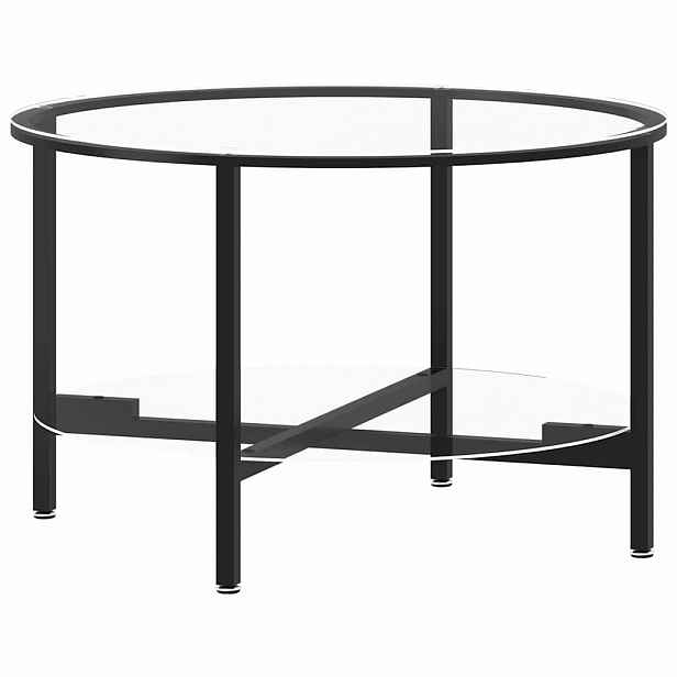 vidaXL Čajový stolek černý a průhledný 70 cm tvrzené sklo