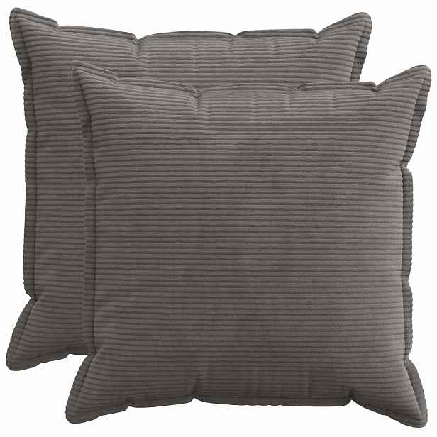vidaXL Povlak na polštář 2 ks HOUTEN Tmavě šedá 80 x 80 cm manšestr