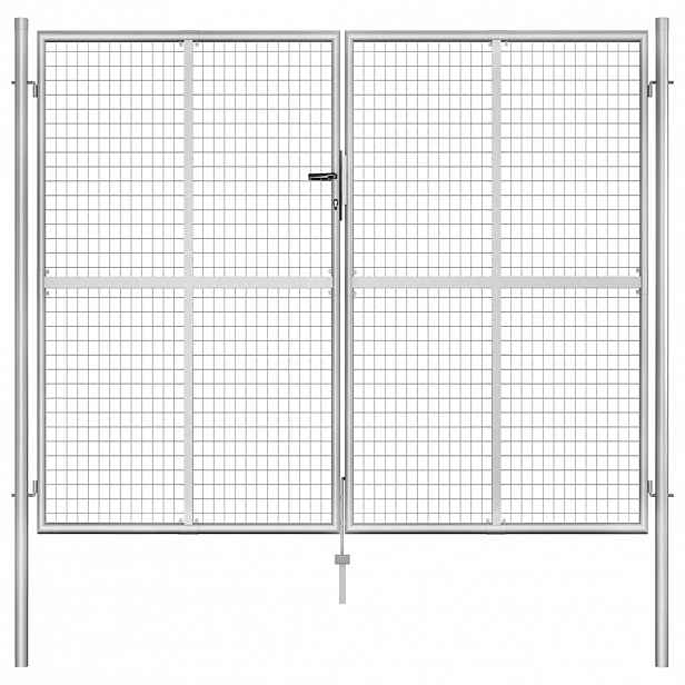 vidaXL Zahradní brána pozinkovaná ocel 306x200 cm stříbrná