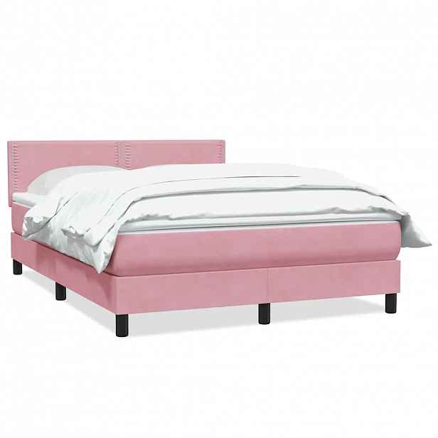 vidaXL Box spring postel s matrací růžová 160x220 cm samet