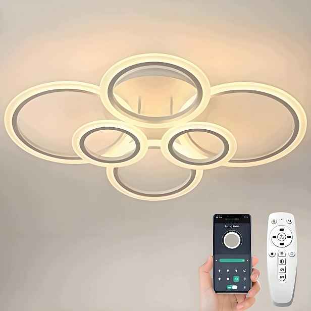 Závěsné Stropní Svítidlo Stropní Svítidlo Led Lustr Ring Moderní Bílá Dálkový Ovladač App
