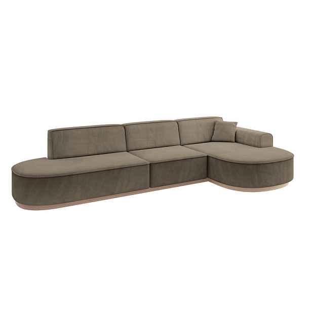 ALTDECOR ROHOVÁ SEDAČKA s otomanem, pravá MARI-L2-v1 328x171x83 Hnědá Velur
