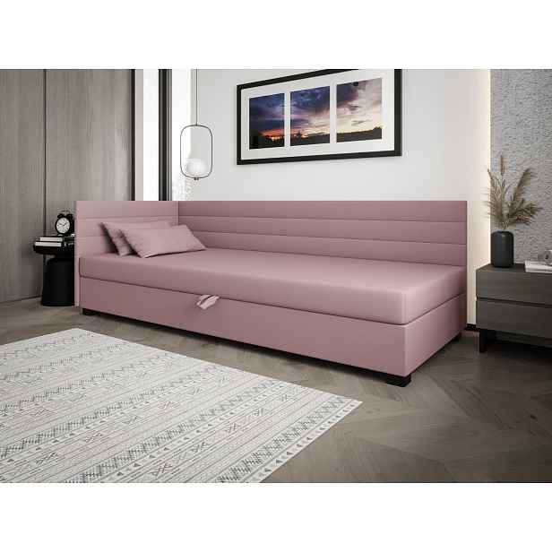 Čalouněná postel 80x195 KASANDRA PLUS 2 s úložným prostorem - růžová