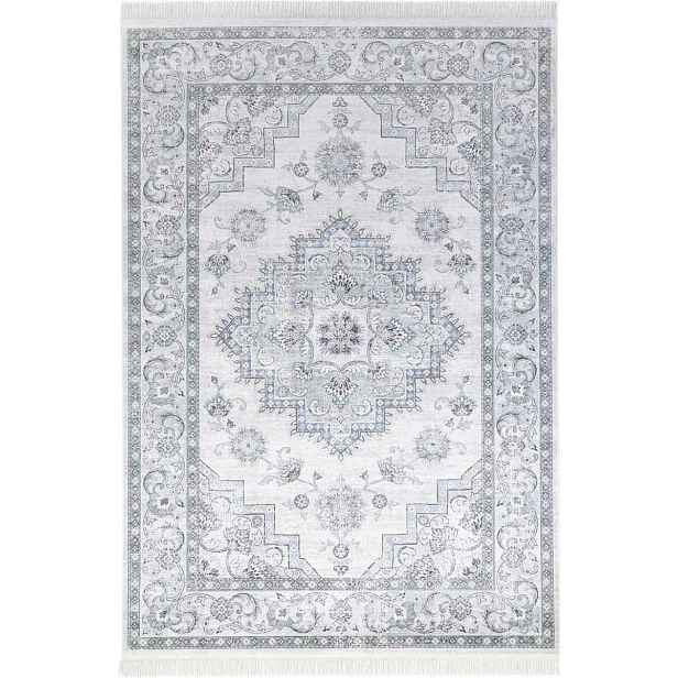 Koberec do obývacího pokoje 95x140 cm, tradiční klasický modro krémový vzor