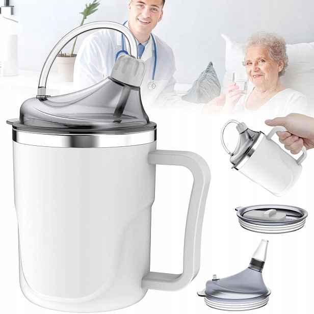 Nekapající Hrnek Pro Dospělé O Objemu 400 ML, Odnímatelný, Odolný 3V1